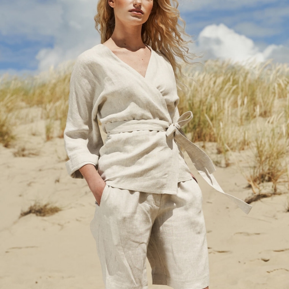 Linen Handmade Studio Linen wrap top Roma